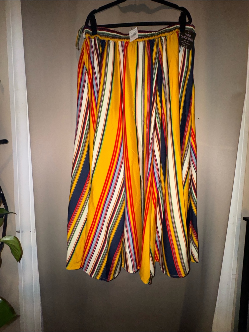 Mlle Gabrielle Yellow Multi-Striped Circle Skirt